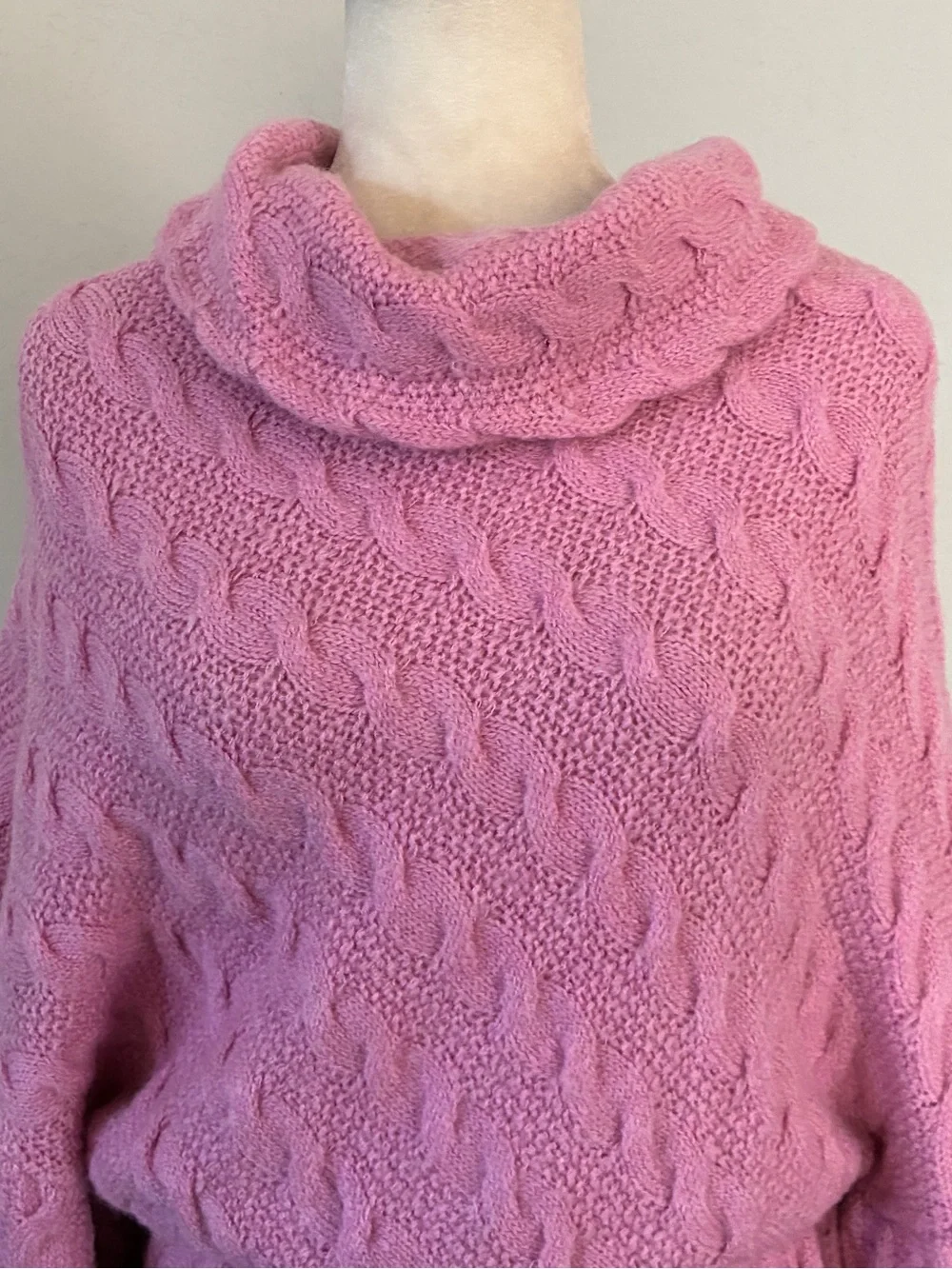 Free People Sweetheart Cable Knit Cowl-Neck Sweater Dress in Pink - Size Medium
